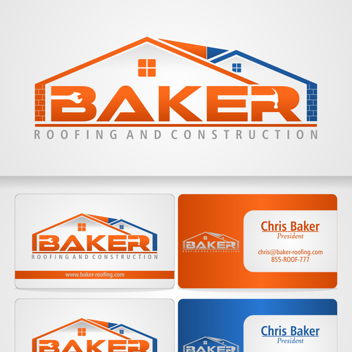 New logo and business card wanted for Baker ROOFING and Construction Ontwerp door Mikhael Resi