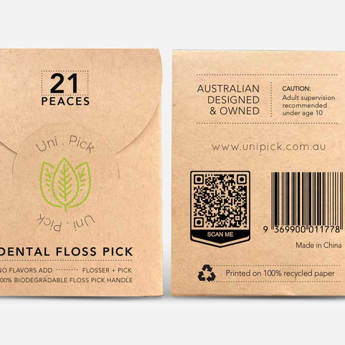 We need a Clean & Minimum design for our first Smart packaging dental floss picks product Design by Lady Goga