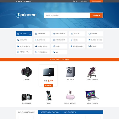 New homepage for popular Price Comparison site Réalisé par Gendesign