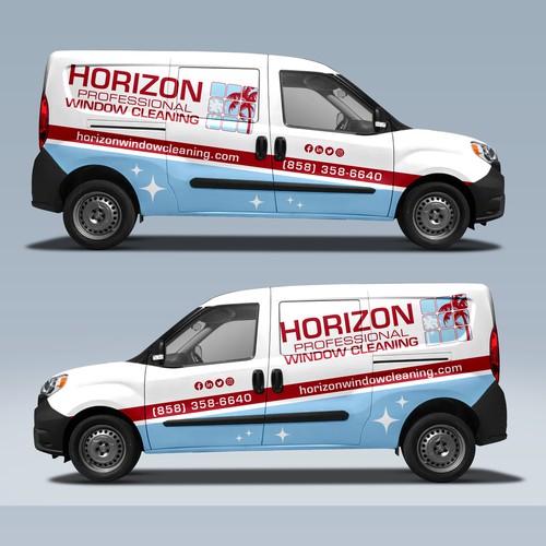 Eye catching cargo van wrap for window cleaning Design by DuhaCreative