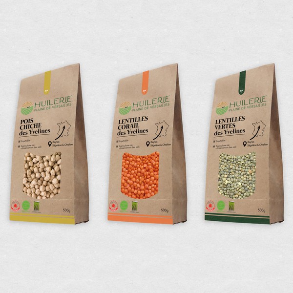 Design by Studio Rose d'Autan titled "Packaging - Huilerie Plaine de Versailles"