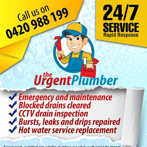 Create the next postcard or flyer for The Urgent Plumber Design by ShaifulArtwork Print