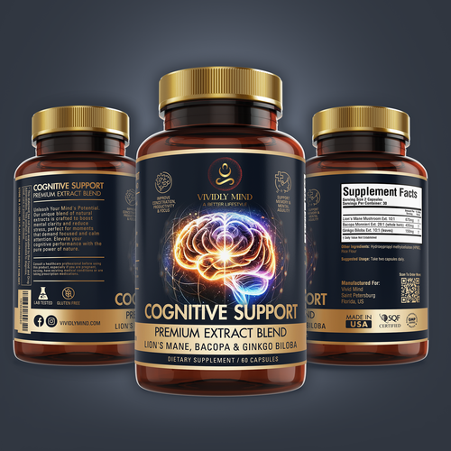 "Vivid Label Design for New Cognitive Support Capsules" Design by Kopach