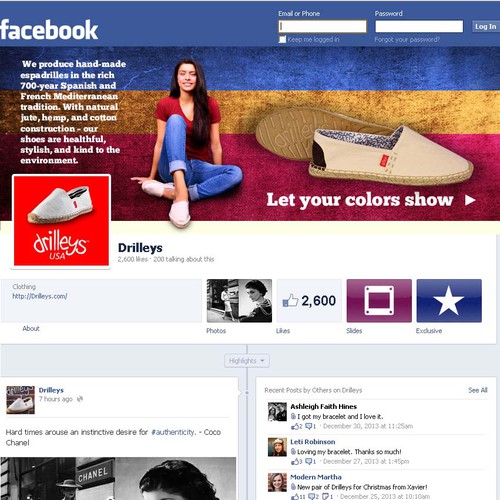 Facebook brand design for international Espadrille shoe company.  More work to follow! Design by *senja*