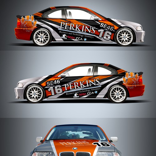 Perkins-Clemson e46 Race Car Wrap Design by Tanny Dew ❤︎