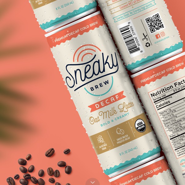 Design by duwi.sleman titled "Minimal yet Retro Can Design for Sneaky Brew"