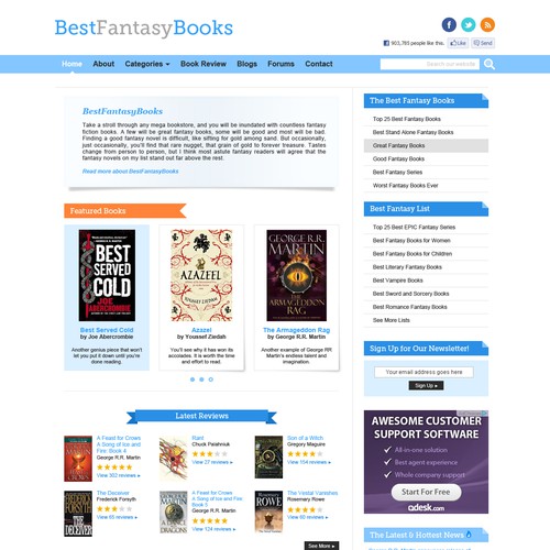Help Best Fantasy Books with a new website design Réalisé par skinny_beef