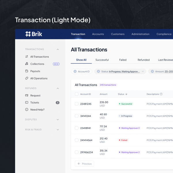 Payment Processing Platform Dashboard