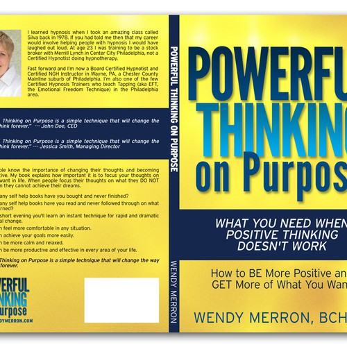 Book Title: Powerful Thinking on Purpose. Be Creative! Design Wendy Merron's upcoming bestselling book! Diseño de Adi Bustaman