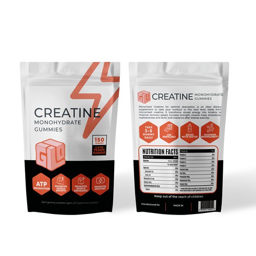Bag Design for Creatine Monohydrate Gummy brand Design by IRF°ADC