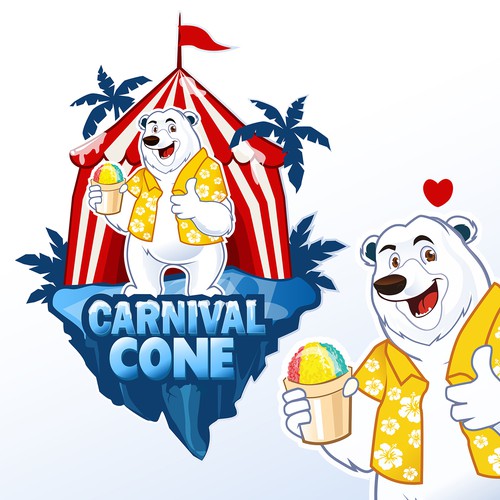 Hawaiian shave ice polar bear on iceberg by circus tent Design by Rozie'sDesign™