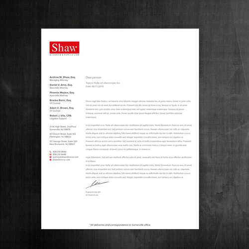 Letterhead for Divorce & Family Law Firm; Modern, Minimalist, Conservative Design Design by Felix SH