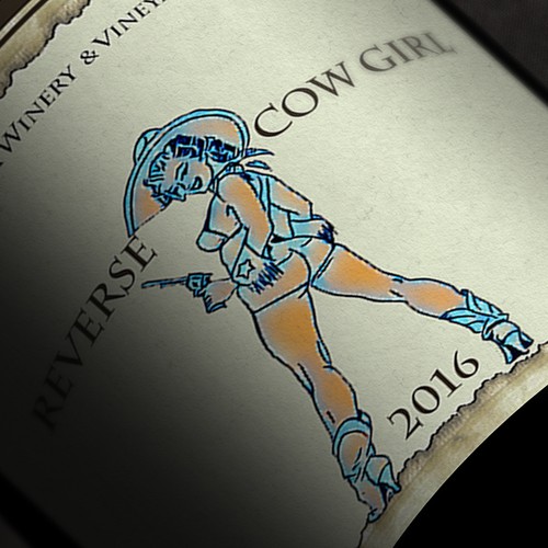 Reverse Cowgirl Wine label Design por Wall A
