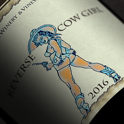 Reverse Cowgirl Wine label Réalisé par Wall A