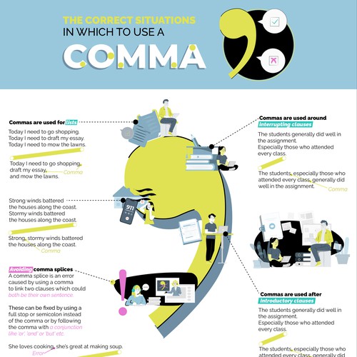 Comma rule infographic to appeal to students of any age Design by DanielRW