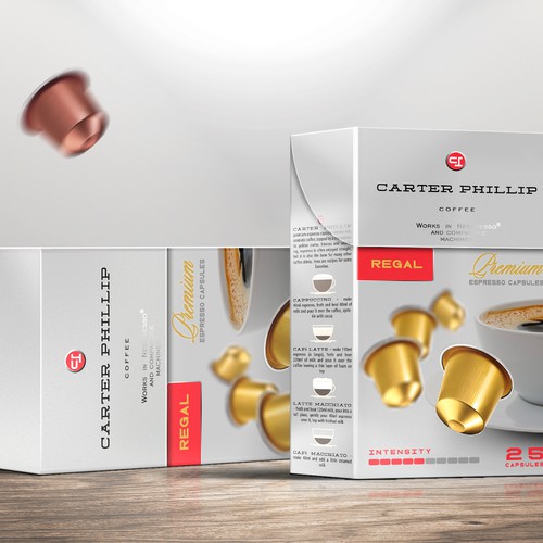 Design an espresso coffee box package. Modern, international, exclusive. Design by bcra