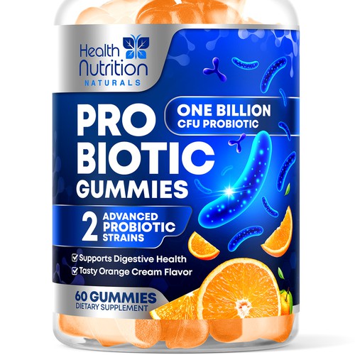 Healthy Probiotic Gummies Label needed for Health Nutrition Design réalisé par rembrandtjurin