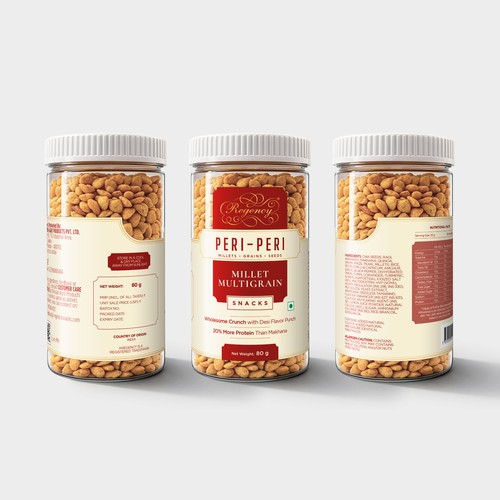 "Design a Premium Jar Label for Millet Multigrain Snacks Brand" winning Product label
