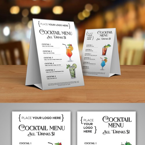 Table shop tent menu