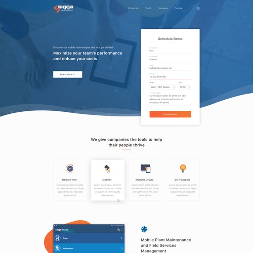 Landing page design for enterprise innovative tech company Design by MaxSokolov