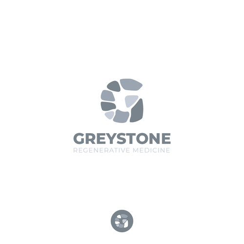 I like the lettering of Greystone here.  And then below Greystone a grey, stone-like structure with mortar or joints in  Design by Samantha Toshi