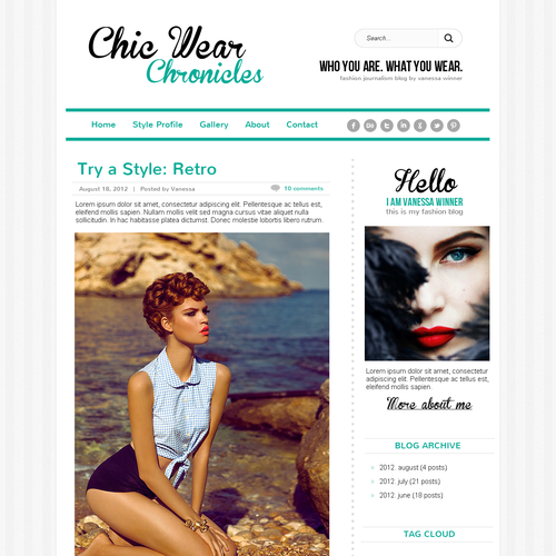 Fashion journalism blog design ($650) Design by onlineportfolio.hu