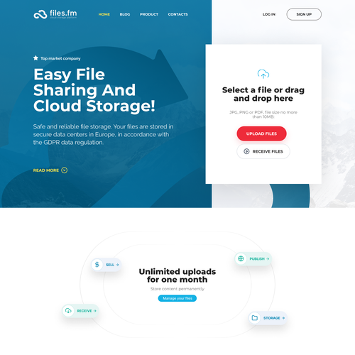 Files.fm - frontpage redesign for cloud storage website Design by almo.designer ✨