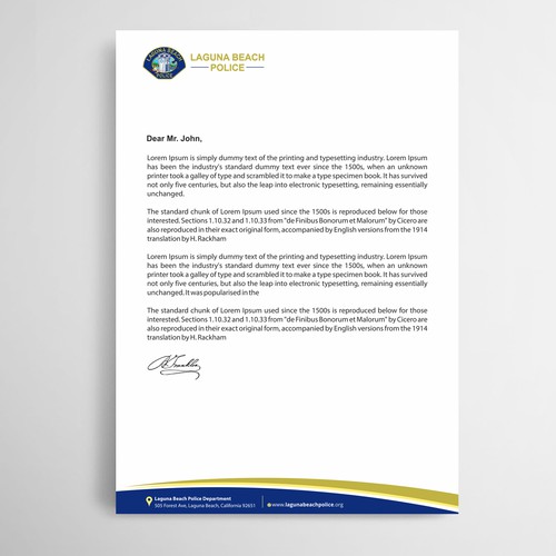 Laguna Beach Police Department Stationary Design by thinkweb art