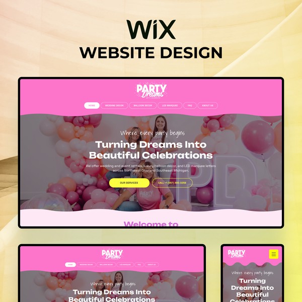 WIX website for Balloon & Wedding Decoration in Perrysburg, Ohio, United States
