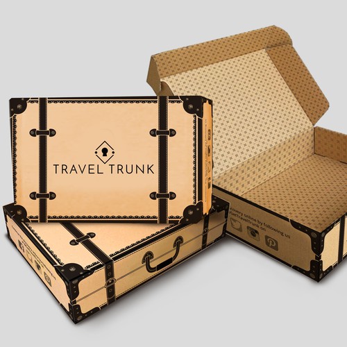 Design a shipping box that looks like vintage luggage for female travel