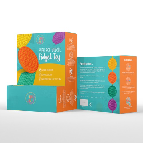Toy Company in need of a playful, bright, and descriptive packaging. Design by CUPEDIUM