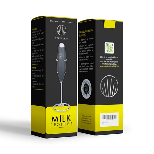 Electric Milk Frother Needs Fun Bold and Premium Design. Design by syakuro