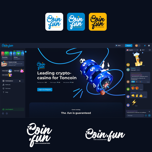 Coin.fun – Crypto Casino/Gambling Logo Design by Tom Joshua