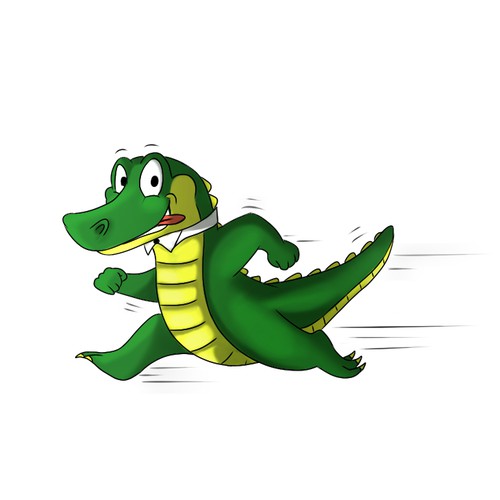 Friendly Running Alligator Cartoon Mascot Character or mascot contest