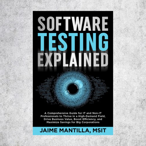 Design a clean/modern book cover for my software testing book Design by Sam Art Studio