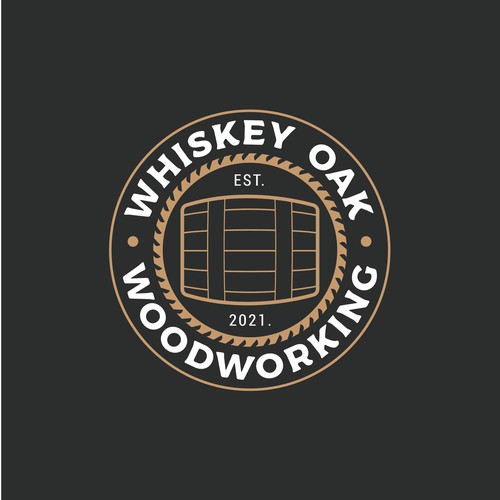 Powerful, vintage, whiskey inspired logo for woodworking company-ontwerp door Umetnick