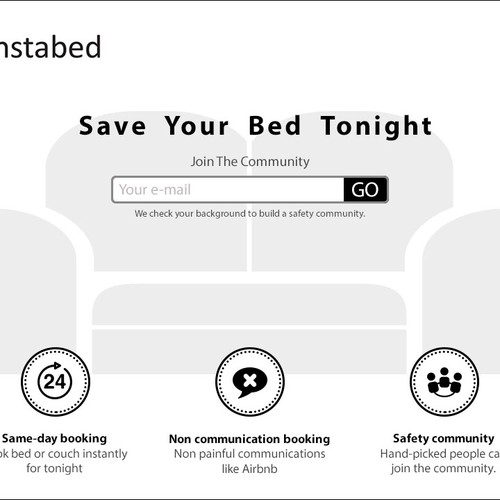 Landing page for simple, on-demand bed booking app Design by WebSmash Studio