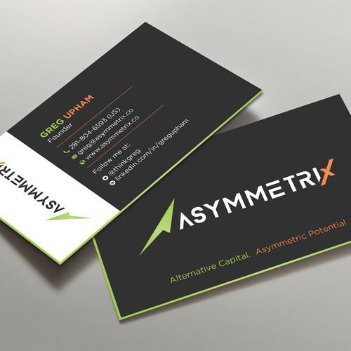 Design a cool, edgey but sophisticated business card for an alternative investment firm. Design von prosenjit_P
