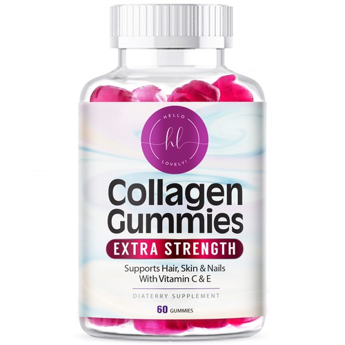 Design di Hello Lovely needs a Collagen Gummies product label di agooshe