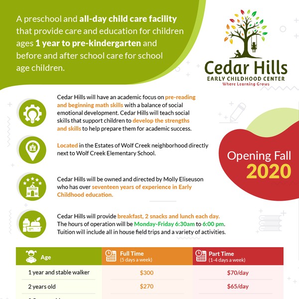 Design by Dhaval D. titled "Flyer design for Cedar Hills"