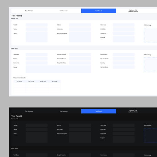 A desktop web UI design for a plastic quality testing software Design by CatLogic