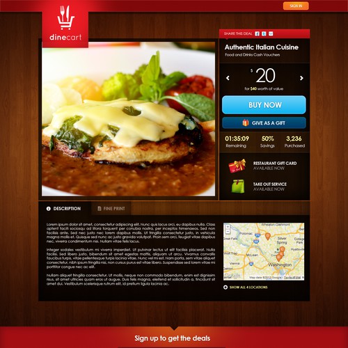 website design for DineCart Design by T6S