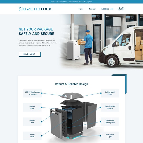 Design by Anutik titled "Landing page for innovation product. Parcels"