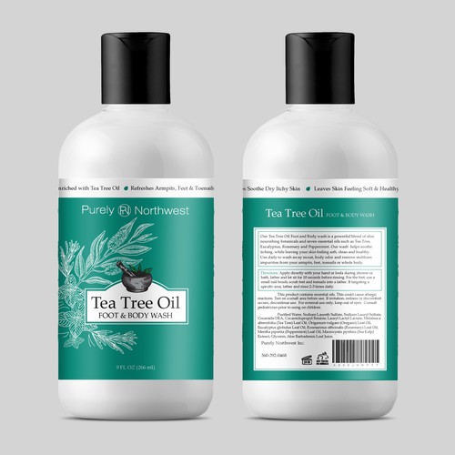 Updated Tea Tree Body Wash Label Design réalisé par Nirmana92