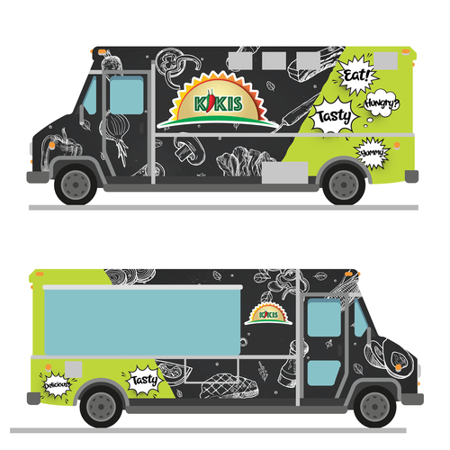 Food truck wrap for a fun entrepeneur trio of friends! Design by Ellis Scotch
