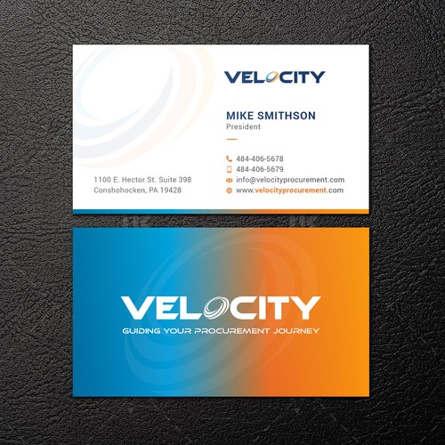 Velocity Procurement - Logo Rebranding - Business Card Design Design by IK_Designs