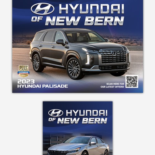 Flyer for Hyundai car dealership showing off the new Palisade and Elantra Design by ariopro