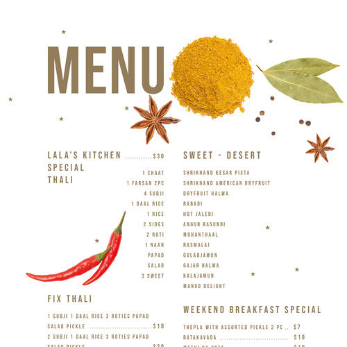 Indian Restaurant Menu Design Design by wildhare