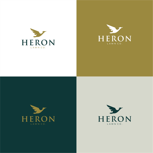 Modern Lawn Care Business with Heron Design by may_moon