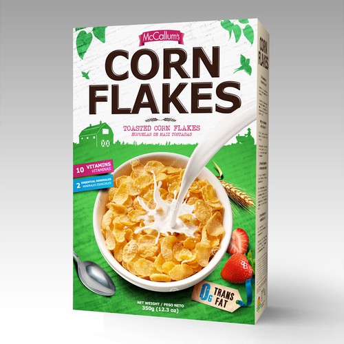 Create a new refreshing and modern Corn Flakes box design Design by tomdesign.org